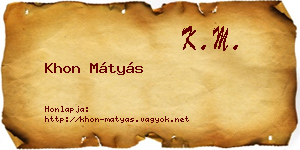 Khon Mátyás névjegykártya